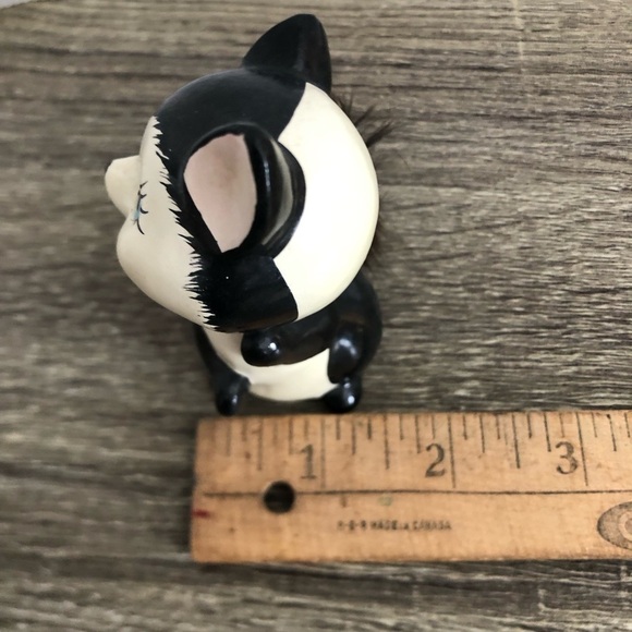 Vtg Ceramic Skunk Figurine with Fur Tail - Picture 11 of 13